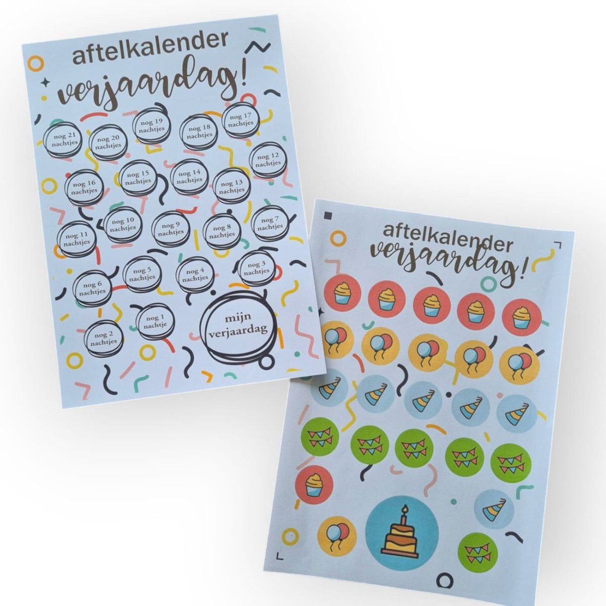 Troubadot | aftelkalender verjaardag met stickervel | aftelkalender | sticker | verjaardag | kind | feest | A4 formaat